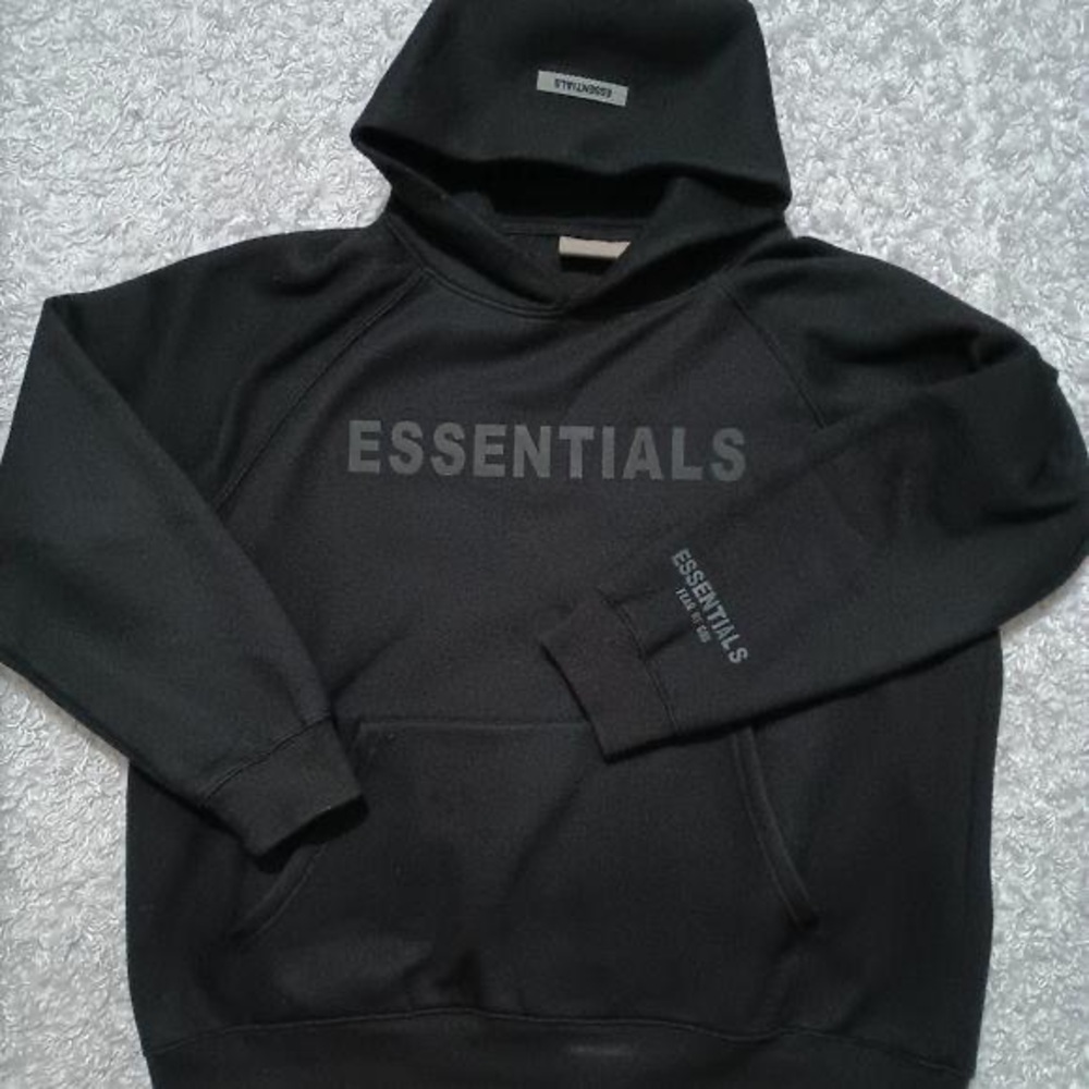 Essentials Black Pullover Hoodie